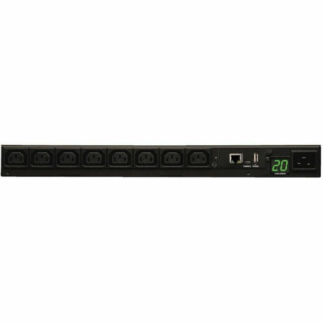 Eaton 3.7kW Single-Phase 208/230V Monitored PDU - LX Platform, 8 C13 Outlets, C20 Input with L6-20P Adapter, 2.4m Cord, 1U Rack-Mount, TAA — PDUMNH20HV