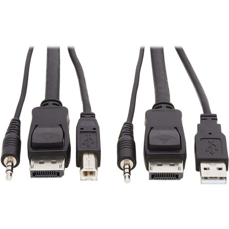 Eaton Tripp Lite Series DisplayPort KVM Cable Kit, 3 in 1 - 4K DisplayPort, USB, 3.5 mm Audio (3xM/3xM), 4:4:4, 10 ft. (3.05 m), Black — P783-010