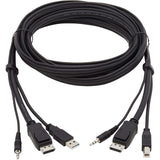 Eaton Tripp Lite Series DisplayPort KVM Cable Kit, 3 in 1 - 4K DisplayPort, USB, 3.5 mm Audio (3xM/3xM), 4:4:4, 10 ft. (3.05 m), Black — P783-010