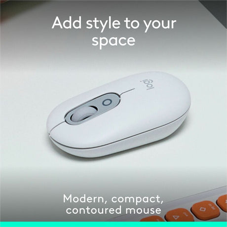 Logitech POP Mouse, Compact and Portable Wireless Bluetooth Mouse With Programmable Buttons and Quiet Clicks, Easy-Switch Between up to 3 Devices, Off-White — 910-007408
