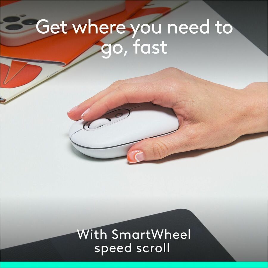 Logitech POP Mouse, Compact and Portable Wireless Bluetooth Mouse With Programmable Buttons and Quiet Clicks, Easy-Switch Between up to 3 Devices, Off-White — 910-007408