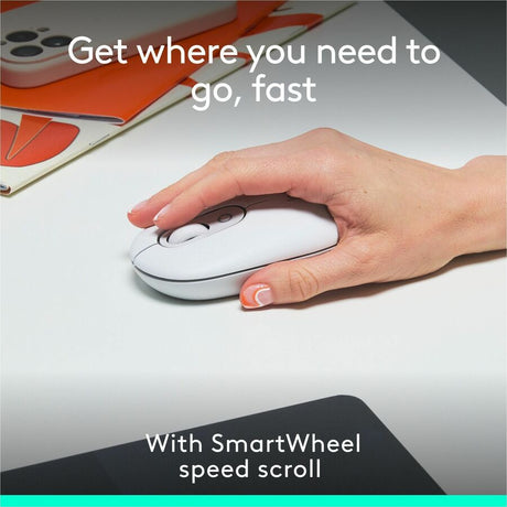 Logitech POP Mouse, Compact and Portable Wireless Bluetooth Mouse With Programmable Buttons and Quiet Clicks, Easy-Switch Between up to 3 Devices, Off-White — 910-007408