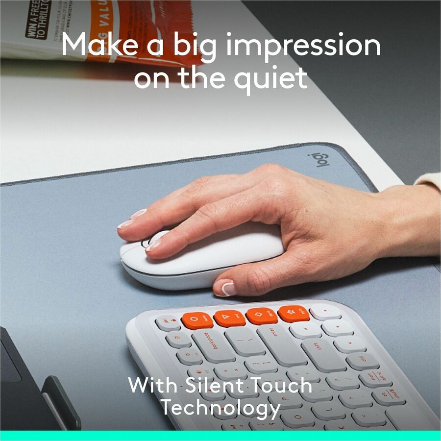 Logitech POP Mouse, Compact and Portable Wireless Bluetooth Mouse With Programmable Buttons and Quiet Clicks, Easy-Switch Between up to 3 Devices, Off-White — 910-007408