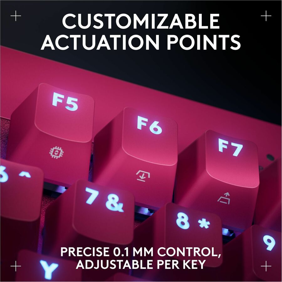 Logitech G PRO X TKL RAPID Tenkeyless Wired Gaming Keyboard With Magnetic Analog Switches, Rapid Trigger Mode, Adjustable Actuation, and Customizable RGB Lighting, Magenta — 920-013133