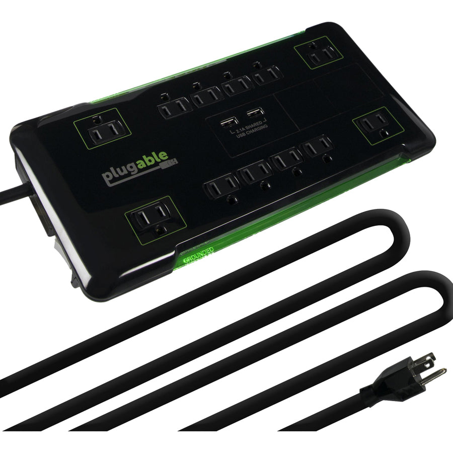 Plugable Surge Protector Power Strip with USB and 12 AC Outlets — PS12-USB25