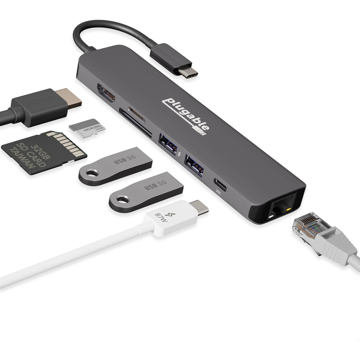 7-in-1 USB C Hub Multiport Adapter with Ethernet — USBC-7IN1E