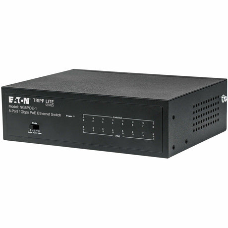 Eaton Tripp Lite Series 8-Port 10/100/1000 Mbps Desktop Gigabit Ethernet Unmanaged Switch with PoE+, 60W, Metal Enclosure — NG8POE-1