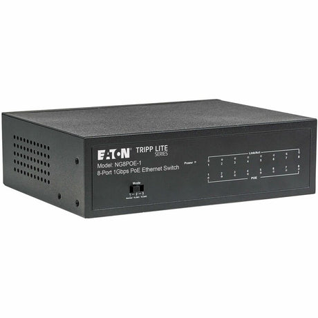 Eaton Tripp Lite Series 8-Port 10/100/1000 Mbps Desktop Gigabit Ethernet Unmanaged Switch with PoE+, 60W, Metal Enclosure — NG8POE-1
