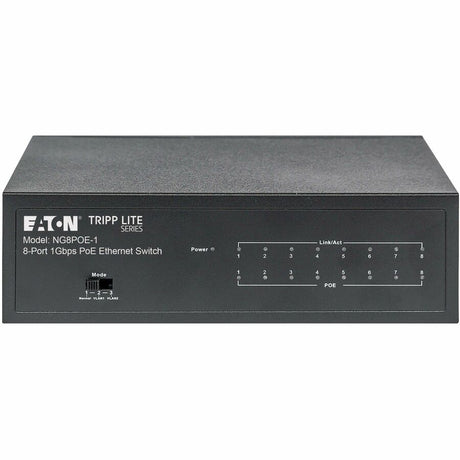 Eaton Tripp Lite Series 8-Port 10/100/1000 Mbps Desktop Gigabit Ethernet Unmanaged Switch with PoE+, 60W, Metal Enclosure — NG8POE-1