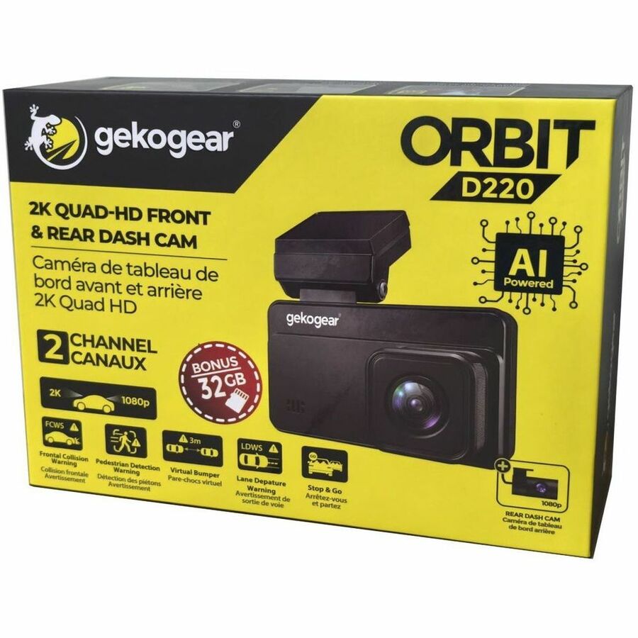 GekoGear Orbit D220 2K Quad HD AI Front and Rear Dash Cam — Orbit D220