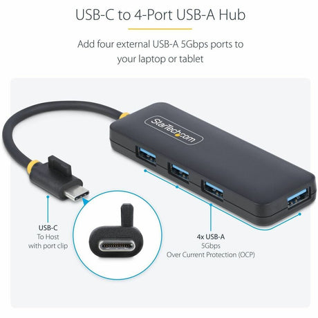 StarTech.com StarTech.com 4-Port USB-C Hub, 5Gbps, USB-C to 4x USB-A, Bus Powered, Small Travel Mini Hub, USB 3.0 Expansion Hub, Portable — H5C4A-USB-HUB