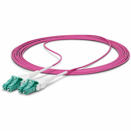StarTech.com 3m (10ft) LC to LC (UPC) OM4 Multimode Fiber Optic Cable, Erika Violet, 50/125, 100G, Uniboot Fiber Jumper Cord, OFNR Riser — OM4RLCLC3M