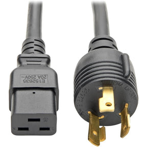 Eaton Tripp Lite Series Power Cord, C19 to NEMA L6-30 - Heavy-Duty, 20A, 100-250V, 12 AWG, 12 ft. (3.66 m), Black — P040-012-P30