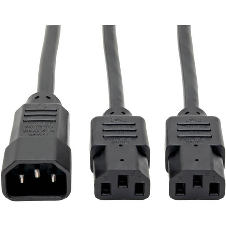Eaton Tripp Lite Series C14 Male to C13 Female Splitter, PDU Style - C14 to 2x C13, 10A, 250V, 18 AWG, 6 ft. (1.83 m), Black — P004-006-2C13