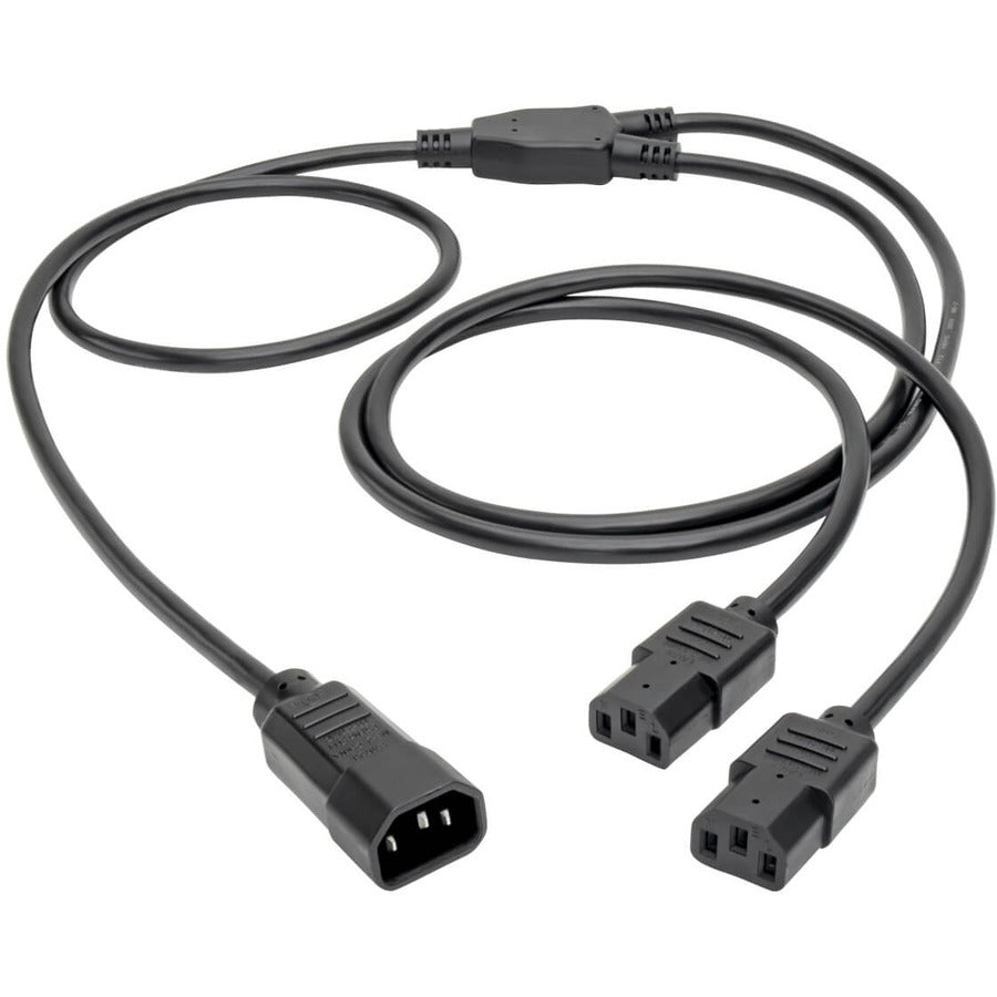Eaton Tripp Lite Series C14 Male to C13 Female Splitter, PDU Style - C14 to 2x C13, 10A, 250V, 18 AWG, 6 ft. (1.83 m), Black — P004-006-2C13