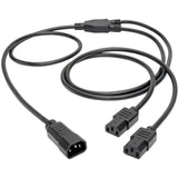 Eaton Tripp Lite Series C14 Male to C13 Female Splitter, PDU Style - C14 to 2x C13, 10A, 250V, 18 AWG, 6 ft. (1.83 m), Black — P004-006-2C13