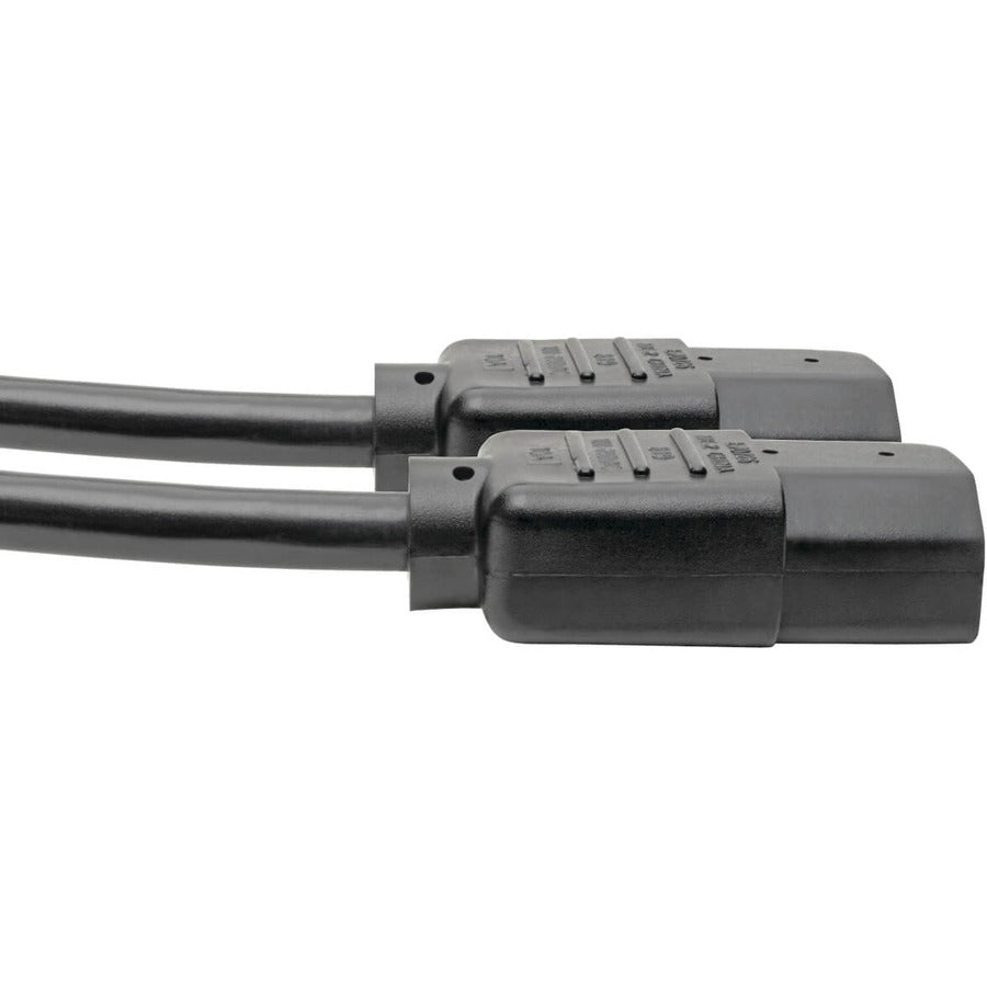 Eaton Tripp Lite Series C14 Male to C13 Female Splitter, PDU Style - C14 to 2x C13, 10A, 250V, 18 AWG, 6 ft. (1.83 m), Black — P004-006-2C13