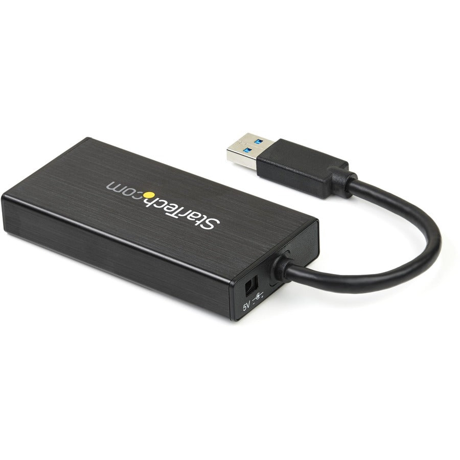 StarTech.com 3 Port Portable USB 3.0 Hub with Gigabit Ethernet Adapter NIC - 5Gbps - Aluminum w/ Cable — ST3300GU3B