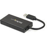 StarTech.com 3 Port Portable USB 3.0 Hub with Gigabit Ethernet Adapter NIC - 5Gbps - Aluminum w/ Cable — ST3300GU3B