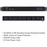 CyberPower RKBS15S2F8R Rackbar 10 - Outlet Surge Protector with 3600 J Surge Suppression — RKBS15S2F8R