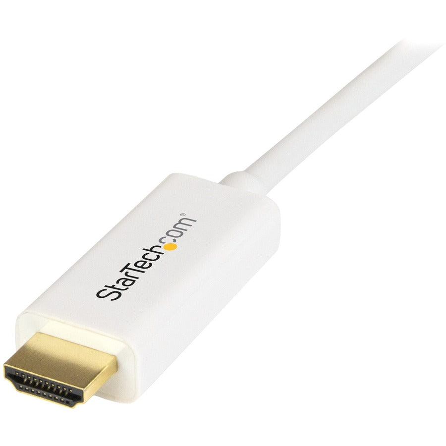 StarTech.com 6ft (2m) Mini DisplayPort to HDMI Cable, 4K 30Hz Video, Mini DP to HDMI Adapter/Converter Cable, mDP to HDMI Monitor, White — MDP2HDMM2MW