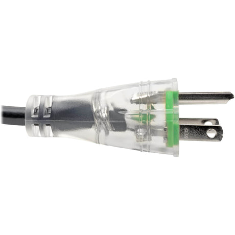 Eaton Tripp Lite Series Hospital-Grade Power Cord, NEMA 5-15P to C13 - Green Dot, 13A, 125V, 16 AWG, 10 ft. (3.05 m), Clear Plugs — P006-010-HG13CL
