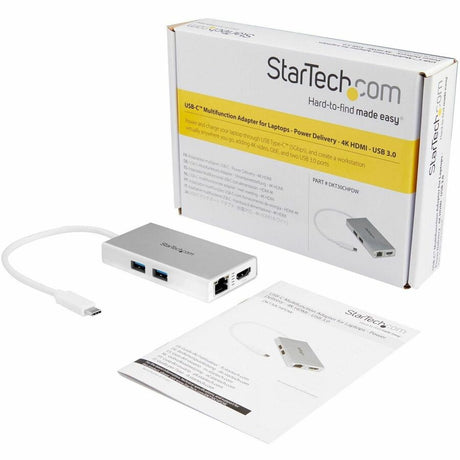 StarTech.com USB-C Multiport Adapter - USB-C Travel Dock w/ 4K HDMI - 60W PD Pass-Through, GbE, 2x USB-A - Mini USB Type-C Docking Station — DKT30CHPDW
