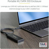 StarTech.com M.2 SSD Enclosure for M.2 SATA SSDs - USB 3.1 (10Gbps) with USB-C Cable - External Enclosure for USB-C Host - Aluminum — SM21BMU31C3
