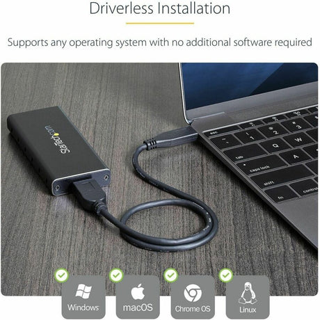 StarTech.com M.2 SSD Enclosure for M.2 SATA SSDs - USB 3.1 (10Gbps) with USB-C Cable - External Enclosure for USB-C Host - Aluminum — SM21BMU31C3