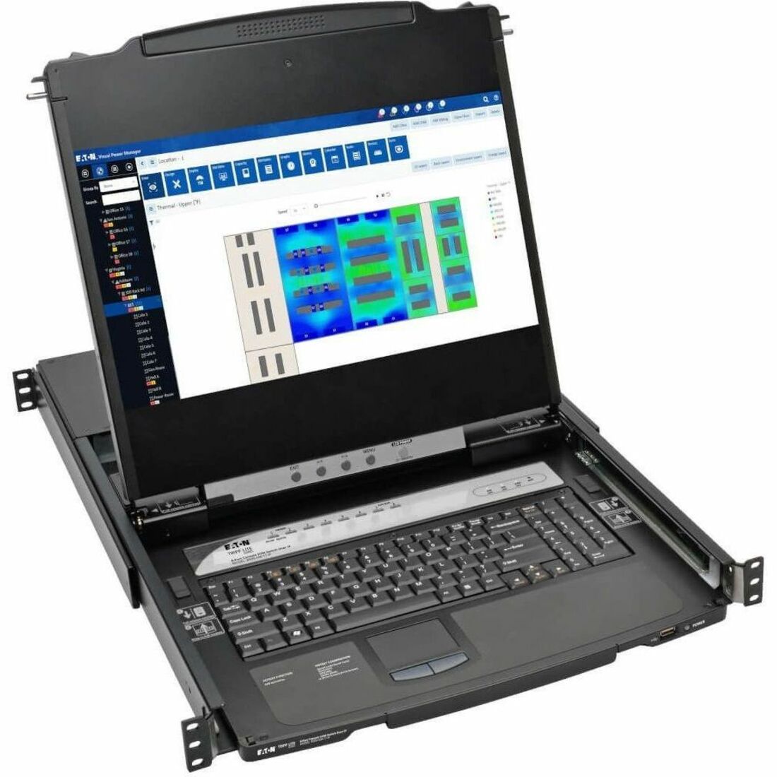 Eaton Tripp Lite Series NetDirector 8-Port 1U Rack-Mount Console HDMI KVM Switch with 17 in. LCD and IP Remote Access, Dual Rail, TAA — B030-008-17-IP