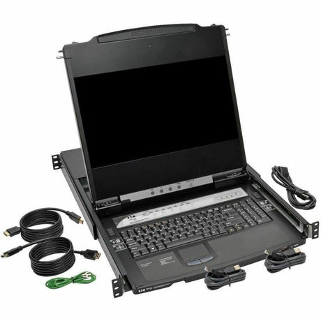 Eaton Tripp Lite Series NetDirector 8-Port 1U Rack-Mount Console HDMI KVM Switch with 17 in. LCD and IP Remote Access, Dual Rail, TAA — B030-008-17-IP