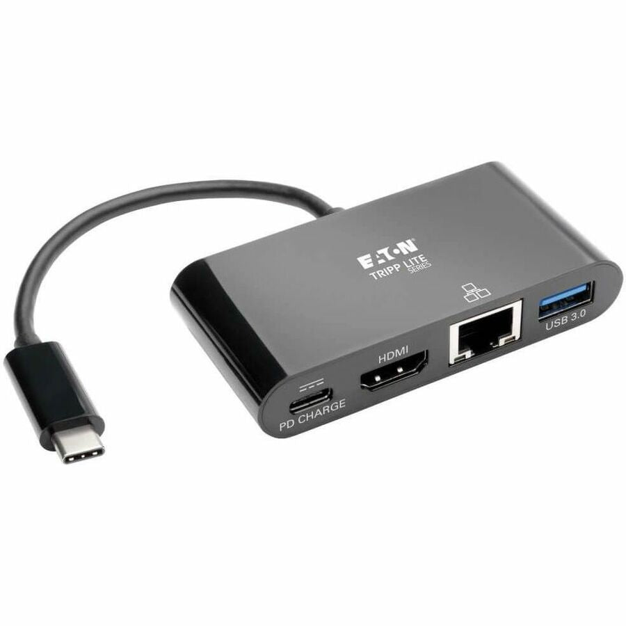 Eaton Tripp Lite Series USB-C Multiport Adapter - 4K HDMI, USB 3.x (5Gbps) Hub Port, GbE, 60W PD Charging, HDCP, Black — U444-06N-H4GUBC