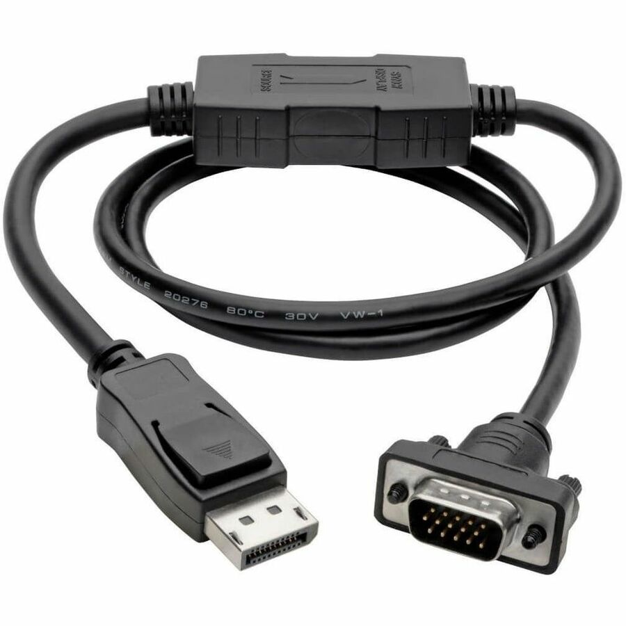 Eaton Tripp Lite Series DisplayPort 1.2 to VGA Active Adapter Cable (DP with Latches to HD15 M/M), 3 ft. (0.9 m), TAA — P581-003-VGA-V2