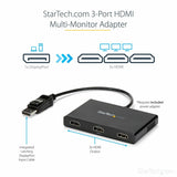 StarTech.com 3-Port Multi Monitor Adapter, DisplayPort to 3x HDMI MST Hub, Triple 1080p, Video Splitter for Extended Desktop Mode, Windows — MSTDP123HD
