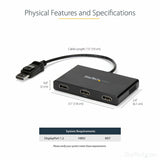 StarTech.com 3-Port Multi Monitor Adapter, DisplayPort to 3x HDMI MST Hub, Triple 1080p, Video Splitter for Extended Desktop Mode, Windows — MSTDP123HD