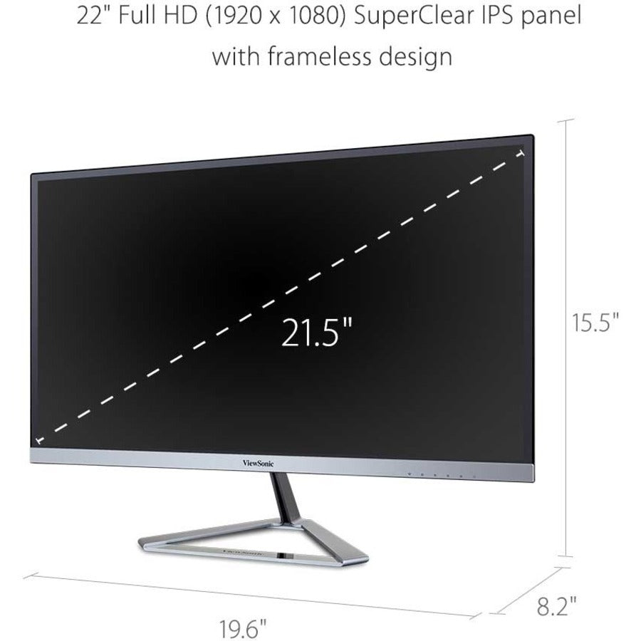 ViewSonic VX2276-SMHD 22 Inch 1080p Widescreen IPS Monitor with Ultra-Thin Bezels, HDMI and DisplayPort — VX2276-SMHD