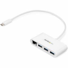 StarTech.com 3 Port USB C Hub with Gigabit Ethernet - USB-C to 3x USB-A - USB 3.0 - White - USB Hub with GbE - USB-C to USB Adapter - USB Type C Hub — HB30C3A1GEA