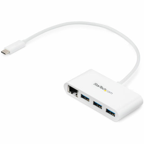 StarTech.com 3 Port USB C Hub with Gigabit Ethernet - USB-C to 3x USB-A - USB 3.0 - White - USB Hub with GbE - USB-C to USB Adapter - USB Type C Hub — HB30C3A1GEA