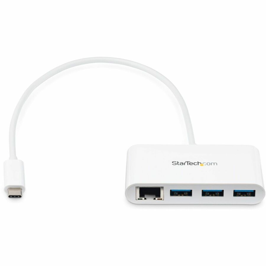 StarTech.com 3 Port USB C Hub with Gigabit Ethernet - USB-C to 3x USB-A - USB 3.0 - White - USB Hub with GbE - USB-C to USB Adapter - USB Type C Hub — HB30C3A1GEA