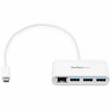 StarTech.com 3 Port USB C Hub with Gigabit Ethernet - USB-C to 3x USB-A - USB 3.0 - White - USB Hub with GbE - USB-C to USB Adapter - USB Type C Hub — HB30C3A1GEA