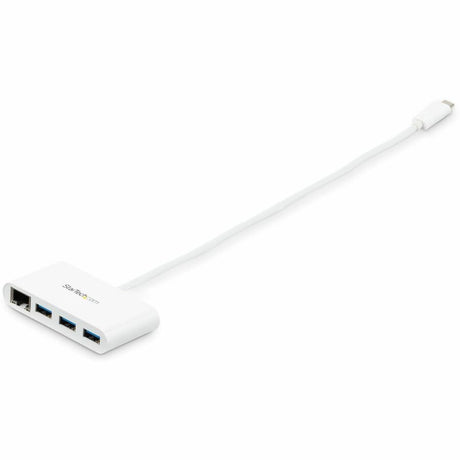 StarTech.com 3 Port USB C Hub with Gigabit Ethernet - USB-C to 3x USB-A - USB 3.0 - White - USB Hub with GbE - USB-C to USB Adapter - USB Type C Hub — HB30C3A1GEA