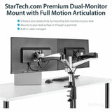 StarTech.com Desk Mount Dual Monitor Arm, Full Motion, Premium Dual Monitor Mount for up to 30"(19.8lb/9kg) VESA Mount Monitors, Tool-less — ARMDUAL30