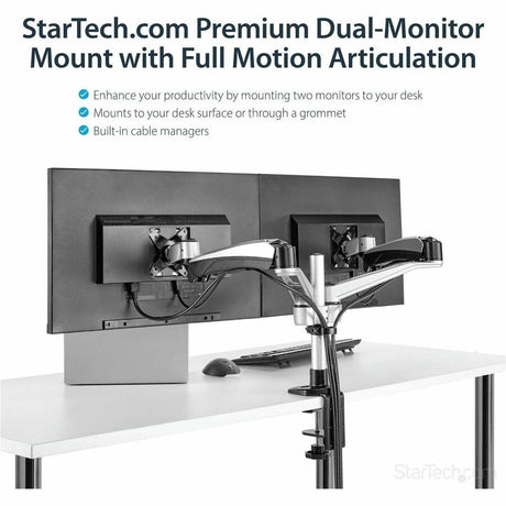StarTech.com Desk Mount Dual Monitor Arm, Full Motion, Premium Dual Monitor Mount for up to 30"(19.8lb/9kg) VESA Mount Monitors, Tool-less — ARMDUAL30