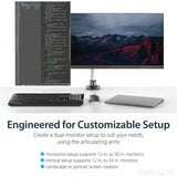 StarTech.com Desk Mount Dual Monitor Arm, Full Motion, Premium Dual Monitor Mount for up to 30"(19.8lb/9kg) VESA Mount Monitors, Tool-less — ARMDUAL30