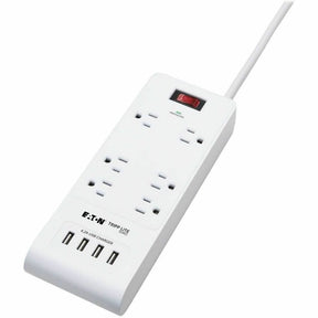 Eaton Tripp Lite Series 6-Outlet Surge Protector with 4 USB Ports (4.2A Shared) - 15 ft. (4.57 m) Cord, 5-15P Plug, 900 Joules, White — TLP64USBRA15