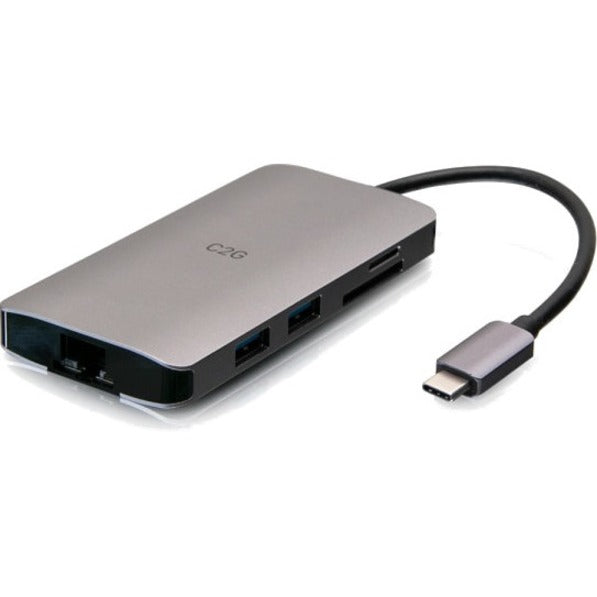 C2G USB C Dock with HDMI, USB, Ethernet, SD, USB C & Power up to 100W — C2G54458