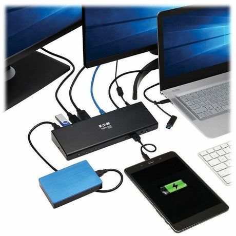 Eaton Tripp Lite Series USB-C Dock, Dual Display - 5K 60 Hz DP, 4K 60 Hz HDMI, USB 3.x (5Gbps), USB-A/C Hub, GbE, 85W PD Charging — U442-DOCK21-B