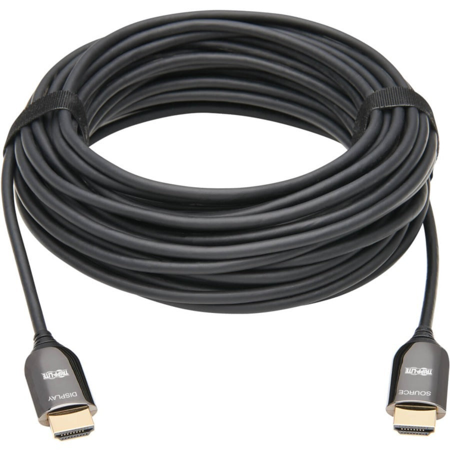 Eaton Tripp Lite Series 8K HDMI Plenum-Rated Fiber Active Optical Cable (AOC) - 8K UHD @ 60 Hz, HDR, M/M, Black, 20 m (65 ft.) — P568F-20M-8K6