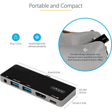 StarTech.com USB C Multiport Adapter, USB-C to 4K 60Hz HDMI, 100W PD Pass-Through, 3xUSB, Audio, USB-C Mini Dock, Portable USB Type-C Dock — DKT30ICHPD