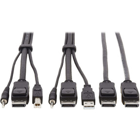 Eaton Tripp Lite Series Dual DisplayPort KVM Cable Kit - DP, USB, 3.5 mm Audio (3xM/3xM) + DP (M/M), 4K, 4:4:4, 6 ft. (1.83 m), Black — P783-006-DP